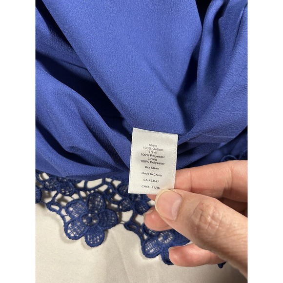 Talbots Women’s Blue Floral Lace Trim Cotton Pencil Skirt Size 12 - Picture 5 of 8